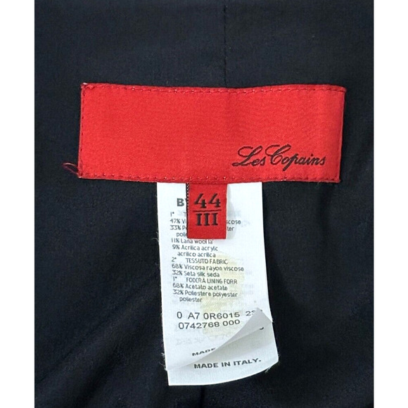 Les Copains Women's Blue Black Satin Three Button Knit Blazer US 12 Size 44 - Picture 10 of 12